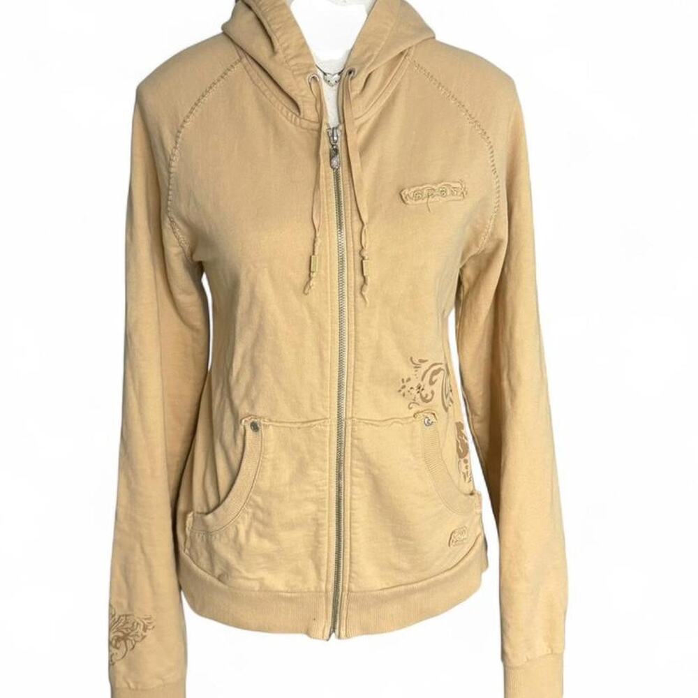 BCBG Maxazria Grunge Y2K Mcbling Cotton Embroidered Zip Up Hoodie size large